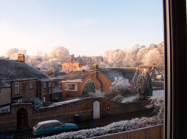 Rooftops of Ripon, England in freezing fog, 2008