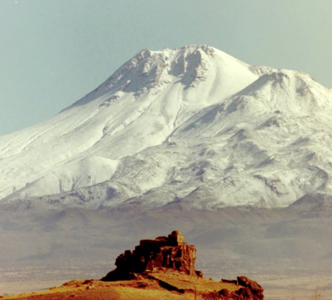 Cappadocia, Turkey, 1998, near Guzelyurt...an old monestary in the foreground.