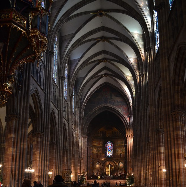 Actually, this photo is from December 2015--Christmas trees by the altar area--but too pretty to leave out of the post.