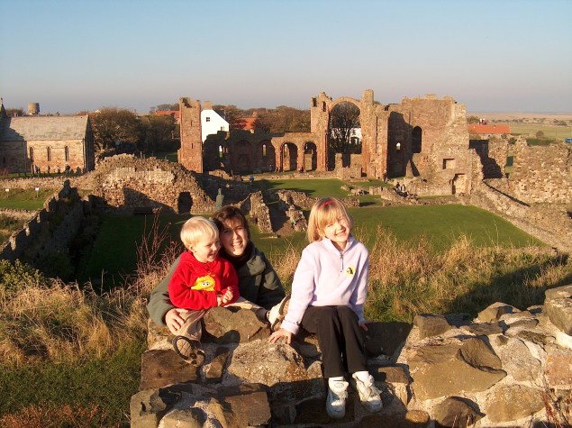 With kids in Lindesfarne, Northumberland, UK